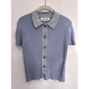 Samsøe Samsøe Bonnie Rib Polo Sweater Serenity Medium